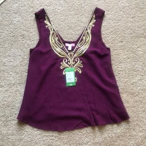 Lilly Pulitzer Embroidered Sequined Top